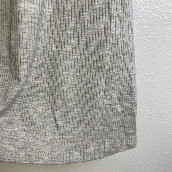 Reformation Lennon Dress Womens Medium Greige Ribbed Short Sleeve Button Stretch - Picture 8 of 11